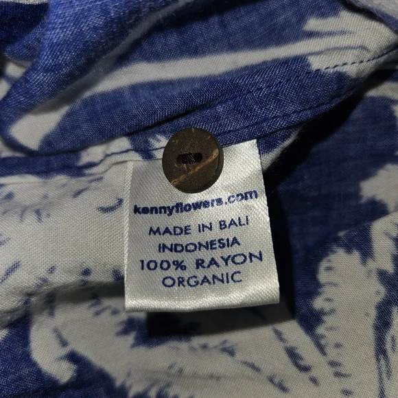 Kenny Flowers Blue Palm Limited Edition Button Down Cotton Hawaiian Shirt S - Picture 11 of 12